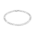 14K White Gold Solid Figaro Bracelet (6.00 mm), view 3
