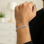 14K White Gold Solid Figaro Bracelet (6.00 mm), view 5