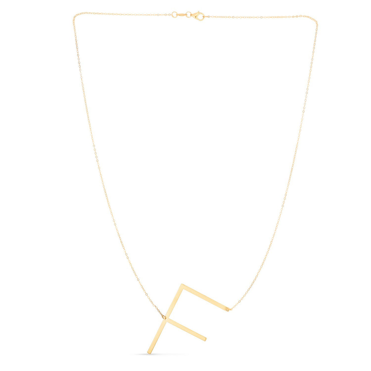 14K Yellow Gold Yours Truly Large Initial F Necklace, view 2