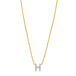 14K Yellow Gold Mini Diamond H Initial Pendant Necklace