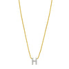 14K Yellow Gold Mini Diamond H Initial Pendant Necklace