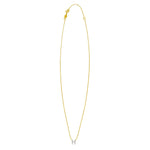 14K Yellow Gold Mini Diamond H Initial Pendant Necklace, view 2