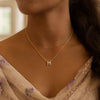 14K Yellow Gold Mini Diamond H Initial Pendant Necklace, view 5