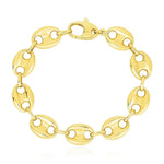 14K Yellow Gold High Polish Lite Puffed Mariner Link Bracelet (12.00 mm), view 2