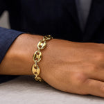 14K Yellow Gold High Polish Lite Puffed Mariner Link Bracelet (12.00 mm), view 4