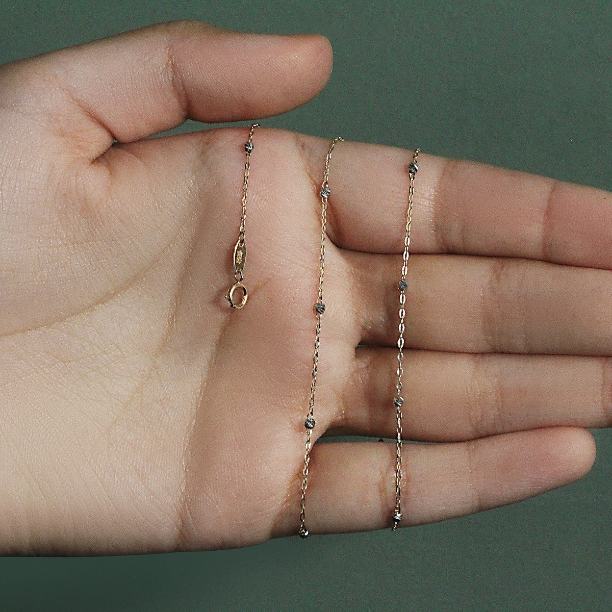 Diamond Cut Bead Links Pendant Chain in Two Tone Gold (3.50 mm), view 2