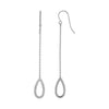 Textured Pear Shaped Long Drop Earrings in 14k White Gold