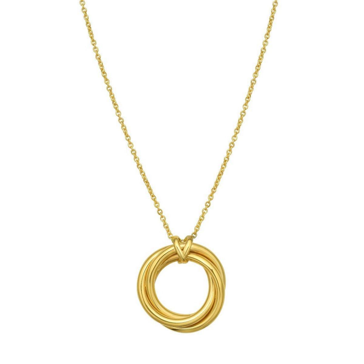 14K Yellow Gold Interlocking Large Trinity Necklace, view 2
