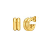 14K Yellow Gold Puffed Double Row C Hoop Earrings