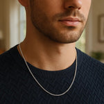 14k White Gold Classic Box Chain (1.10 mm), view 3