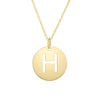 14K Yellow Gold Disc Initial H Pendant