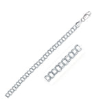14K White Gold Solid Double Link Charm Bracelet (5.00 mm)
