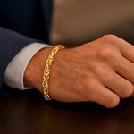 14K Yellow Gold Byzantine Link Stylish Bracelet (9.00 mm), view 5