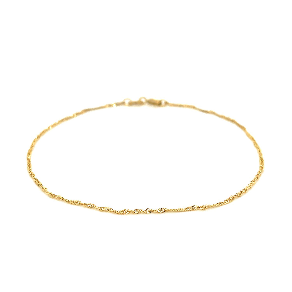 14K Yellow Gold Singapore Bracelet (1.10 mm), view 2