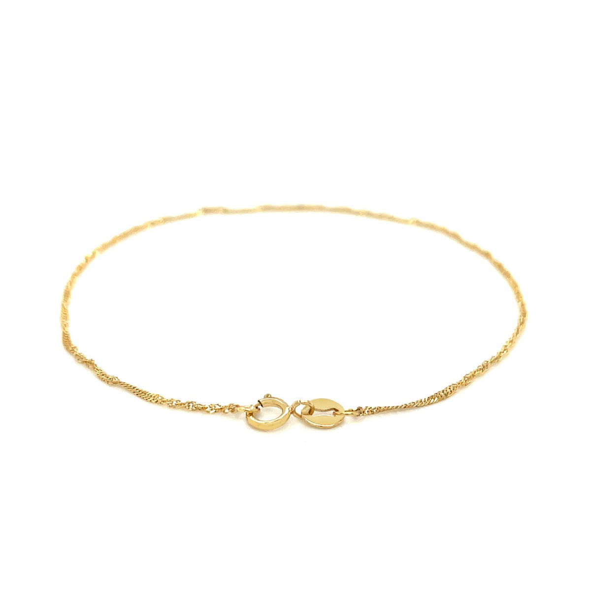 14K Yellow Gold Singapore Bracelet (1.10 mm), view 3