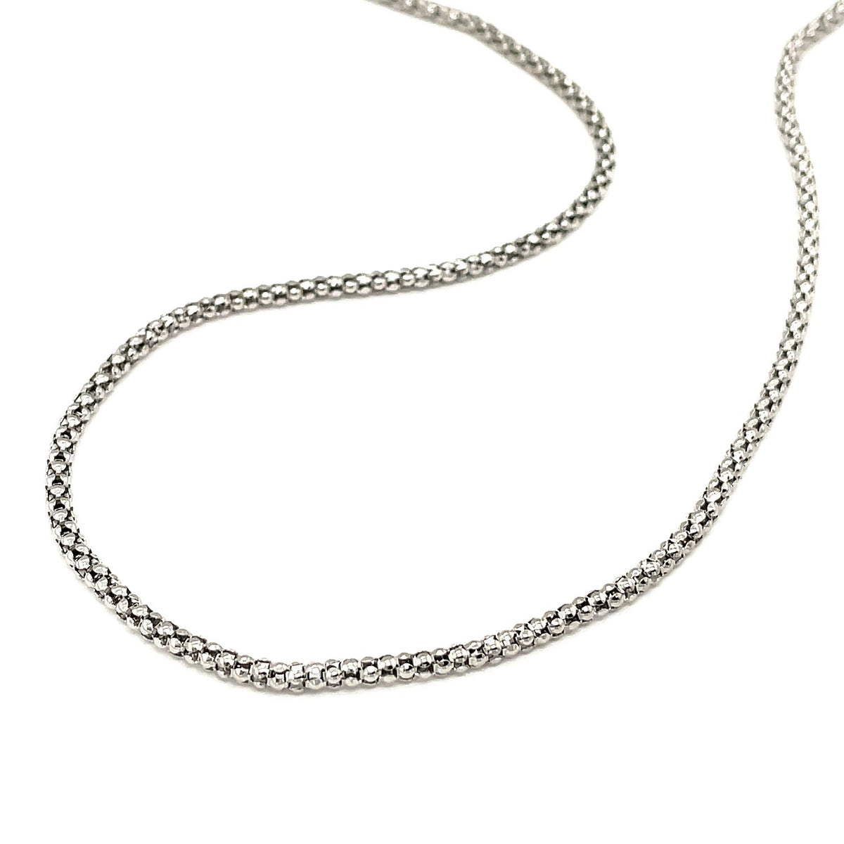 Rhodium Plated 2.5mm Sterling Silver Popcorn Style Chain (2.50 mm), view 4