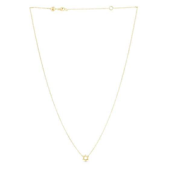 14K Yellow Gold Star of David Necklace, view 2