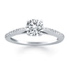 14k White Gold Micro Prong Diamond Cathedral Engagement Ring
