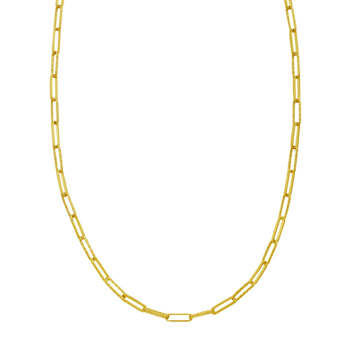 14K Yellow Gold Mini Diamante Paperclip Necklace (3.20 mm)