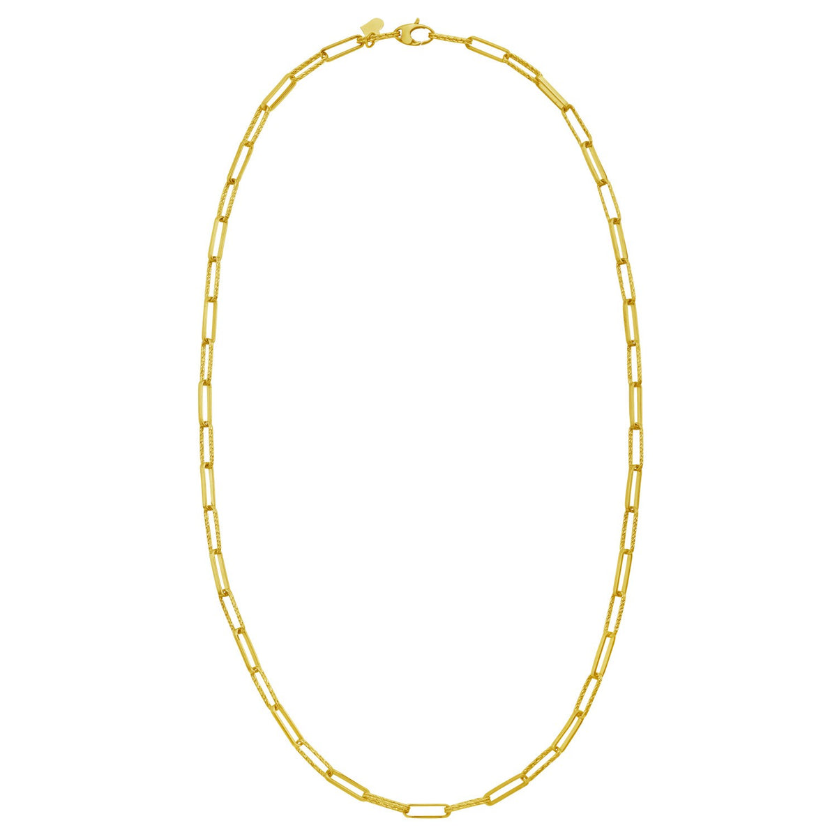 14K Yellow Gold Mini Diamante Paperclip Necklace (3.20 mm), view 2