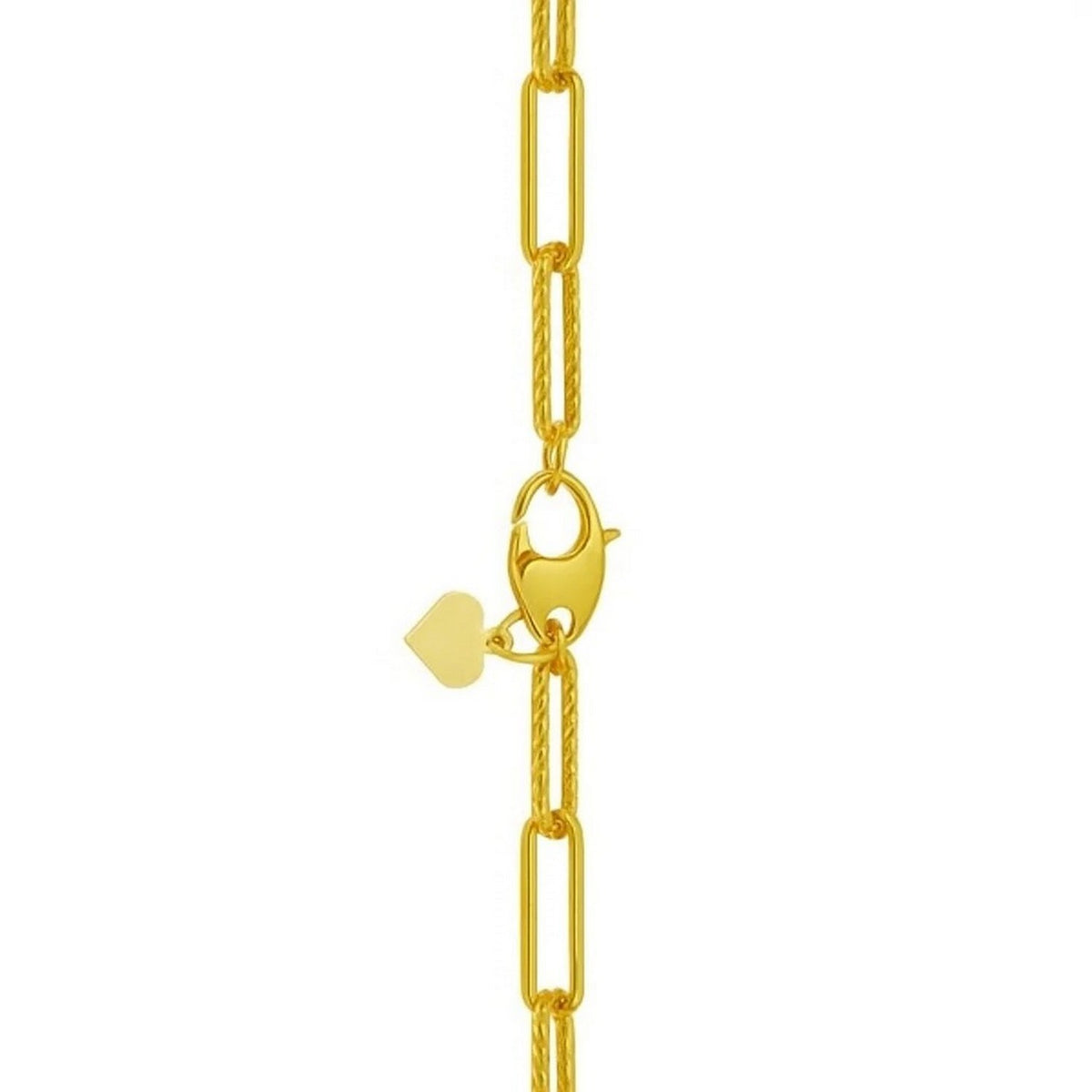 14K Yellow Gold Mini Diamante Paperclip Necklace (3.20 mm), view 3