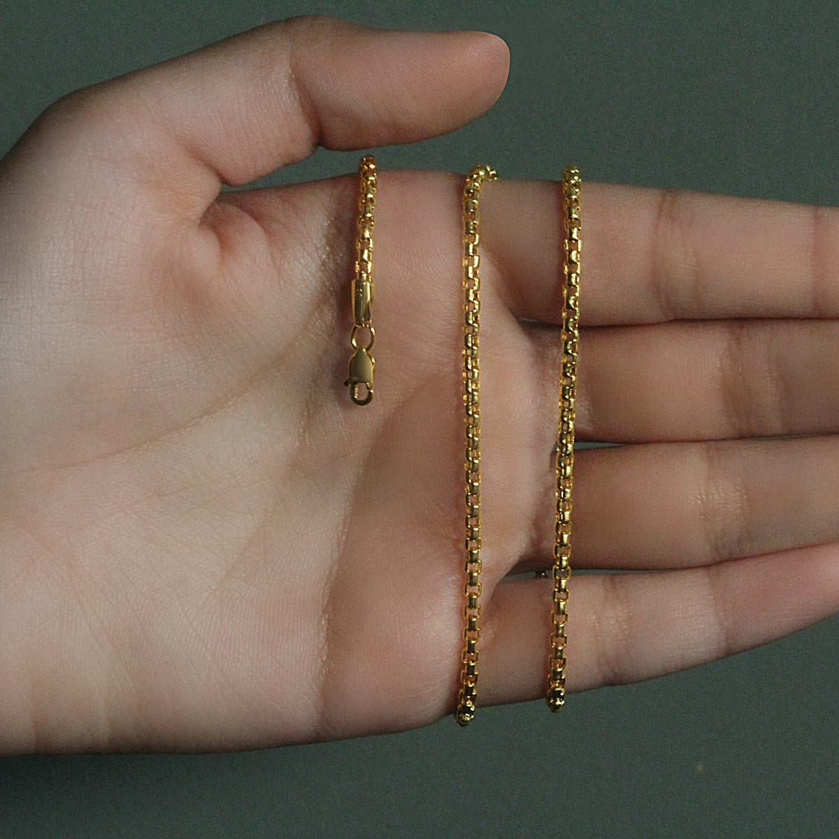 14k Yellow Gold Round Box Chain (2.5 mm), view 9