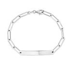 Sterling Silver Rhodium Plated Engravable ID Bar Paperclip Bracelet (2.10 mm), view 2