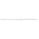 Sterling Silver Rhodium Plated Engravable ID Bar Paperclip Bracelet (2.10 mm), view 3