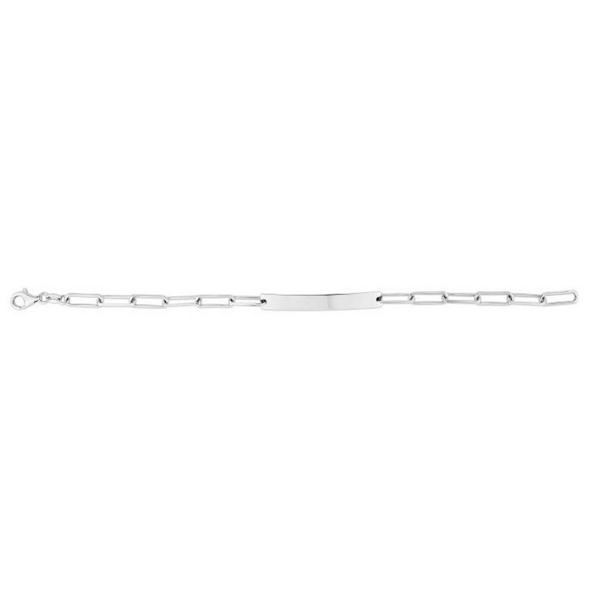 Sterling Silver Rhodium Plated Engravable ID Bar Paperclip Bracelet (2.10 mm), view 3
