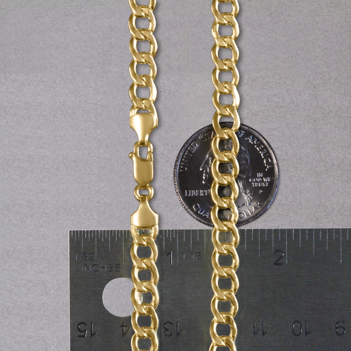 14k Yellow Gold Curb Chain (6.20 mm), view 5