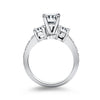14k White Gold Three Stone Engagement Ring with Diamond Band