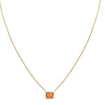 14K Yellow Gold Emerald Cut Citrine Necklace, view 2