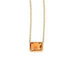 14K Yellow Gold Emerald Cut Citrine Necklace, view 3