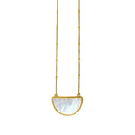 MOP Geometric Gem Half Moon Necklace in 14K Yellow Gold