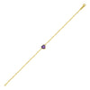 14K Yellow Gold Amethyst Heart Bracelet (1.50 mm)