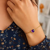 14K Yellow Gold Amethyst Heart Bracelet (1.50 mm), view 4