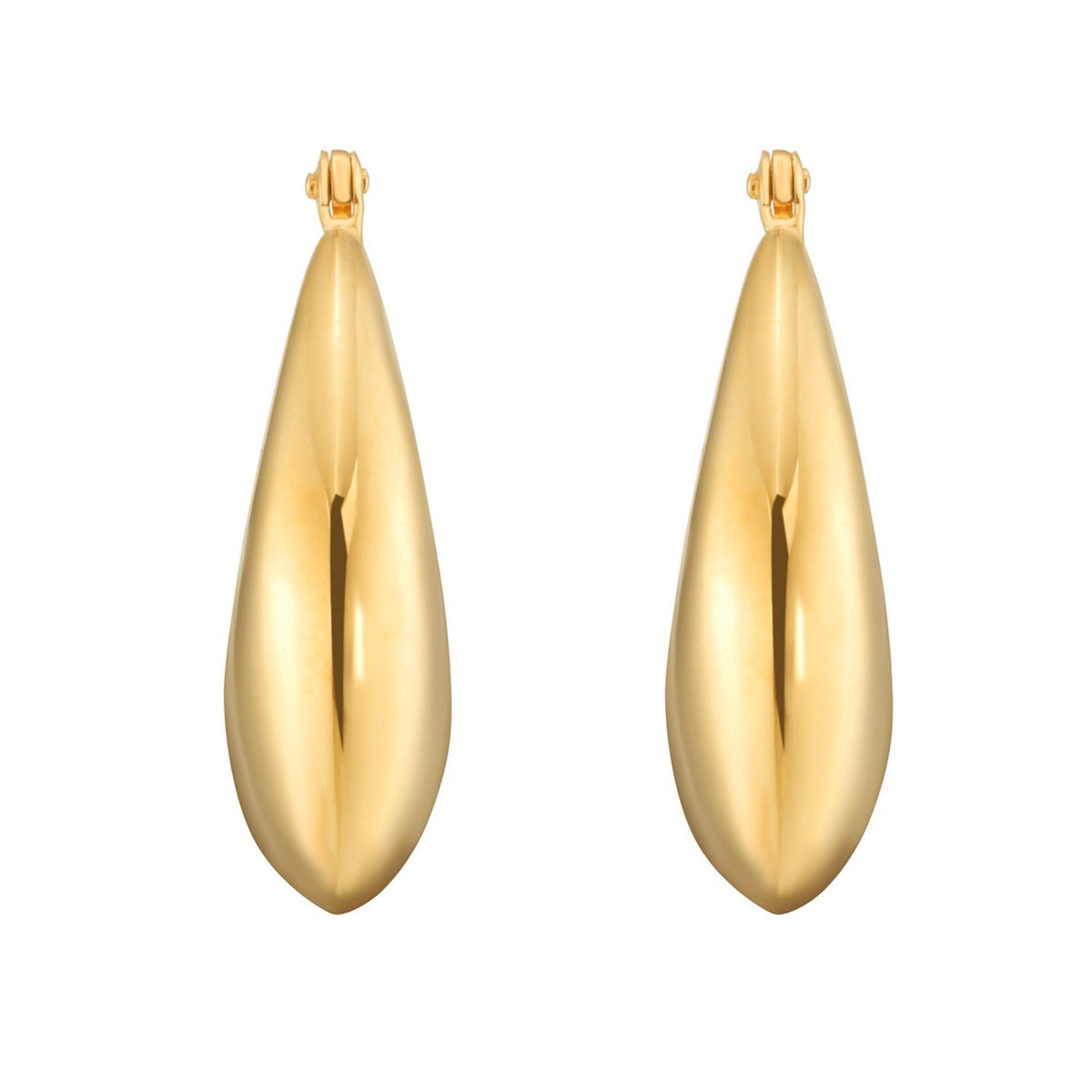 Sterling Silver Yellow Gold Plated Sculptural Crescent Hoop Earrings, view 2