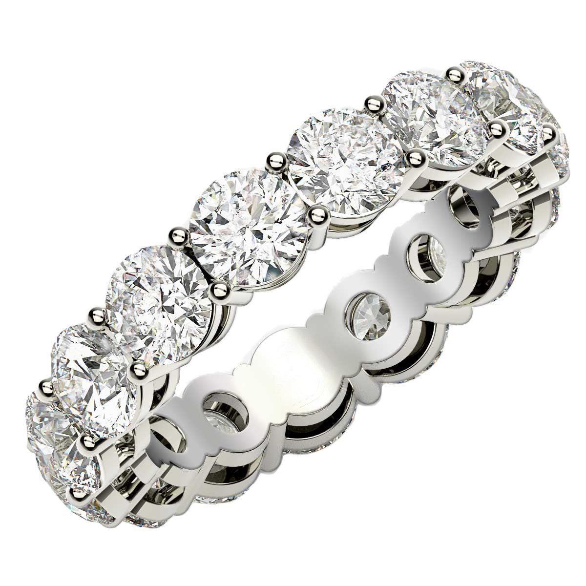 Round Cut Lab Grown Diamond Eternity Ring in 14K White Gold (5 cttw FG/VS2)