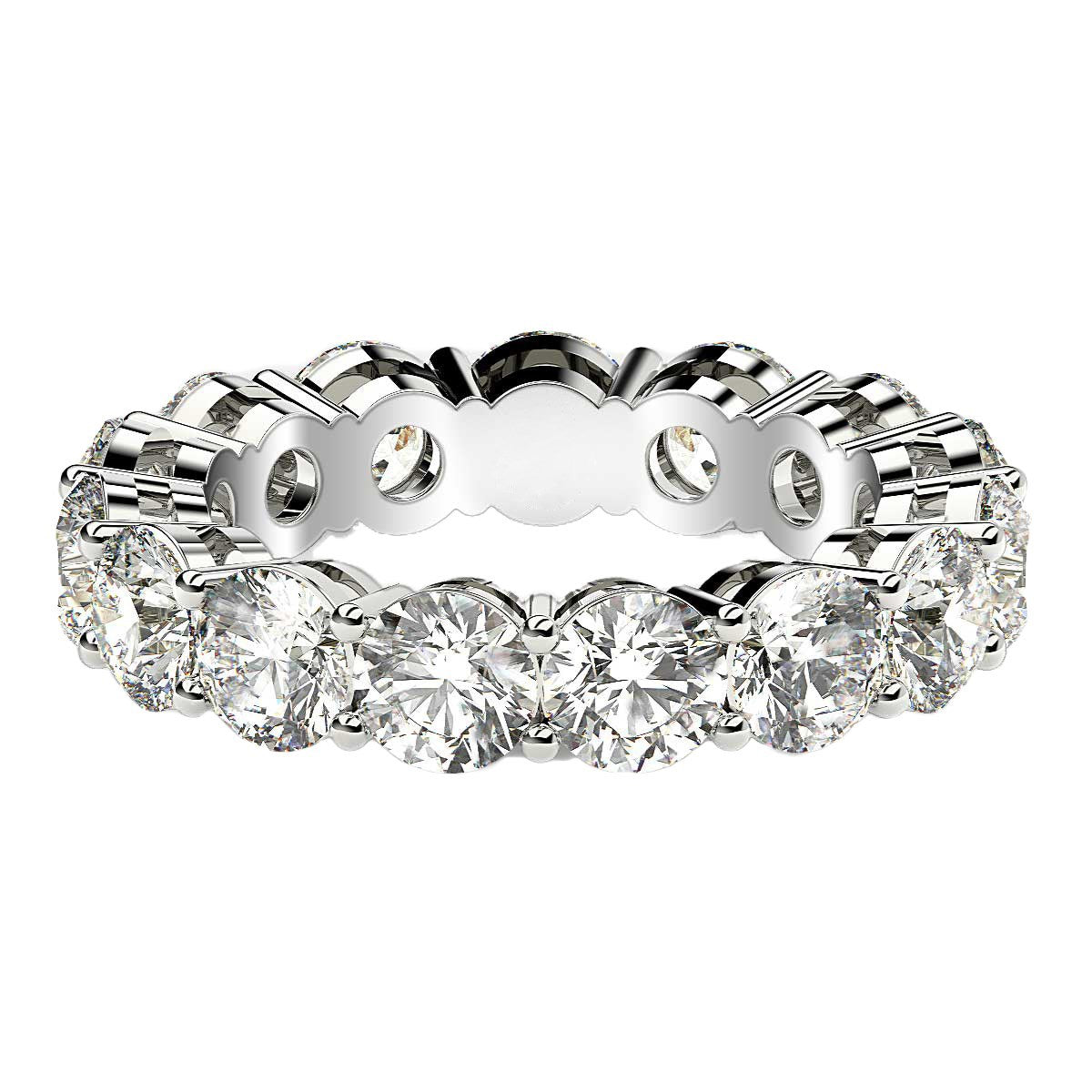 Round Cut Lab Grown Diamond Eternity Ring in 14K White Gold (5 cttw FG/VS2), view 2