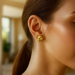 14K Yellow Gold Fancy Knot Stud Earrings, view 2