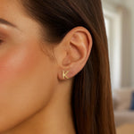 14K Yellow Gold Yours Truly Initial K Stud Earrings, view 3