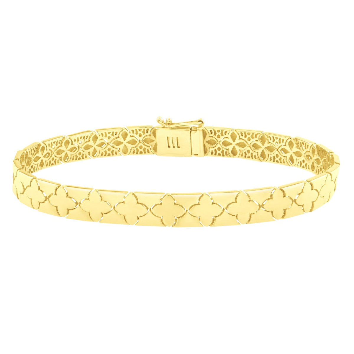 Nature Inspired Clover Bracelet in 14K Yellow Gold (6.50 mm), view 2