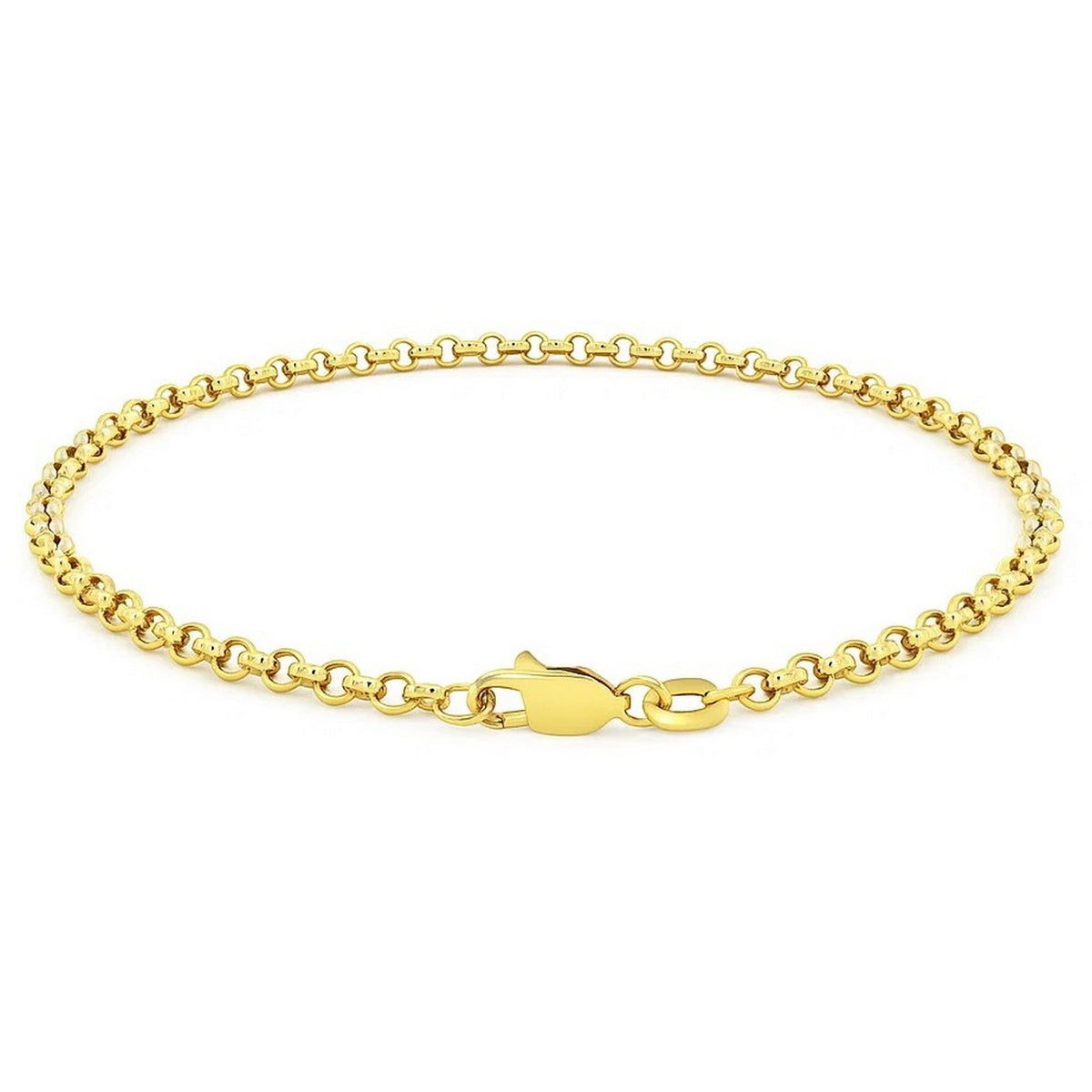 14K Yellow Gold Rolo Bracelet (2.50 mm), view 3