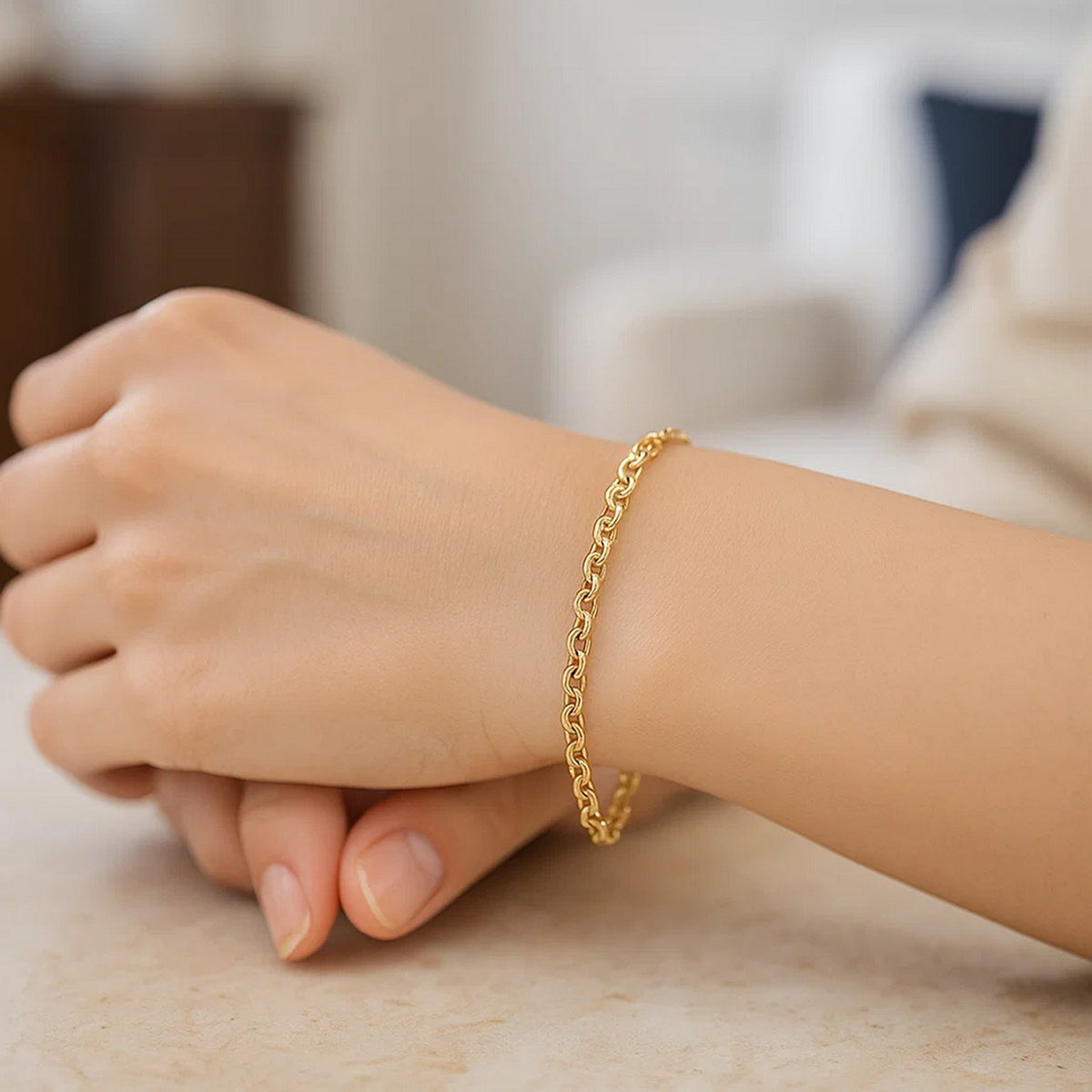 14K Yellow Gold Rolo Bracelet (2.50 mm), view 4