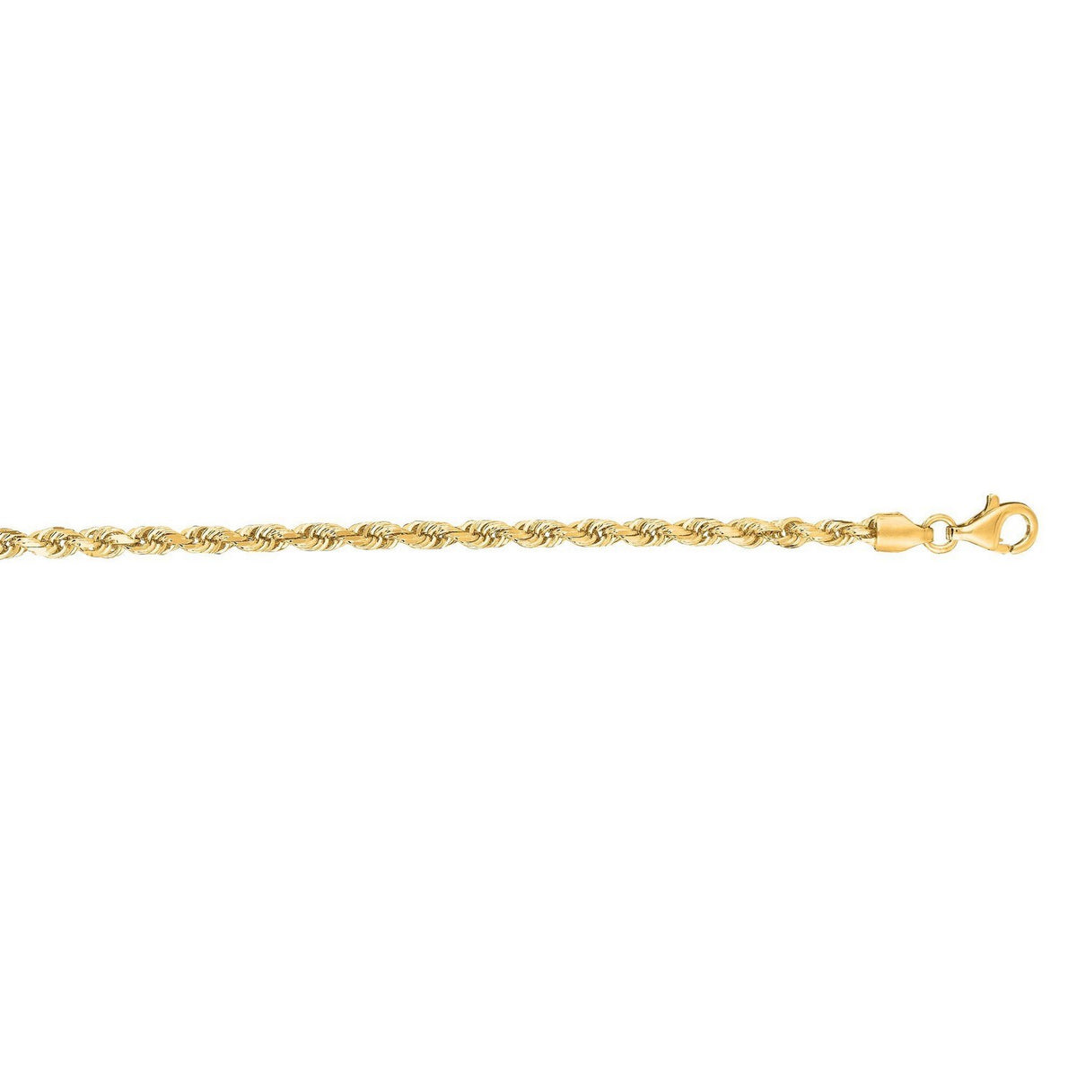 14K Yellow Gold Solid Diamond Cut Rope Bracelet (3.00 mm), view 2