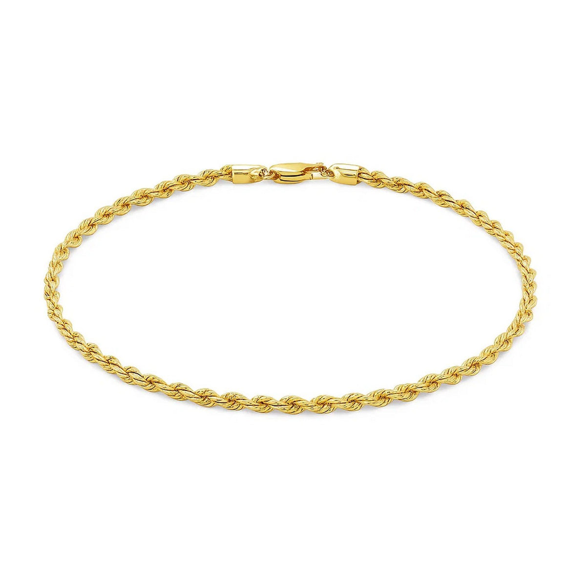 14K Yellow Gold Solid Diamond Cut Rope Bracelet (3.00 mm), view 3