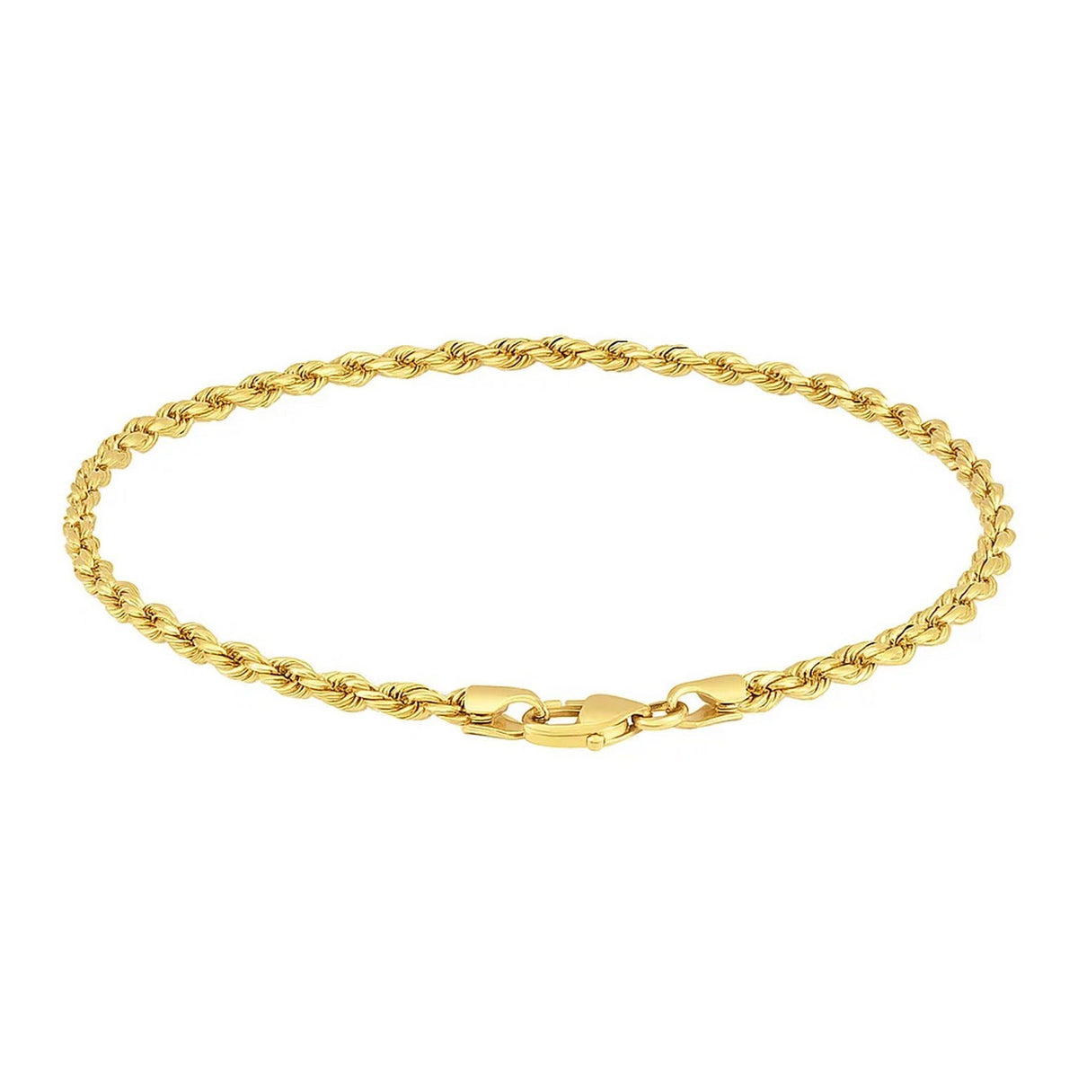 14K Yellow Gold Solid Diamond Cut Rope Bracelet (3.00 mm), view 4