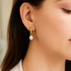 14k Yellow Gold Small Hoop Earrings with Pearls