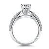 14k White Gold Cathedral Double Row Pave Diamond Engagement Ring