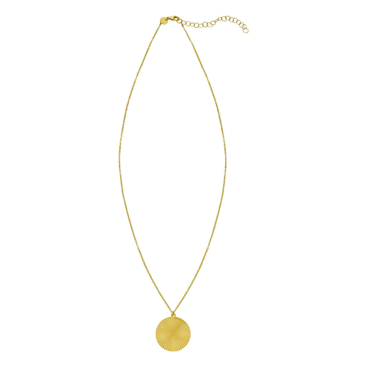 14K Yellow Gold Radiating Circle Necklace, view 2